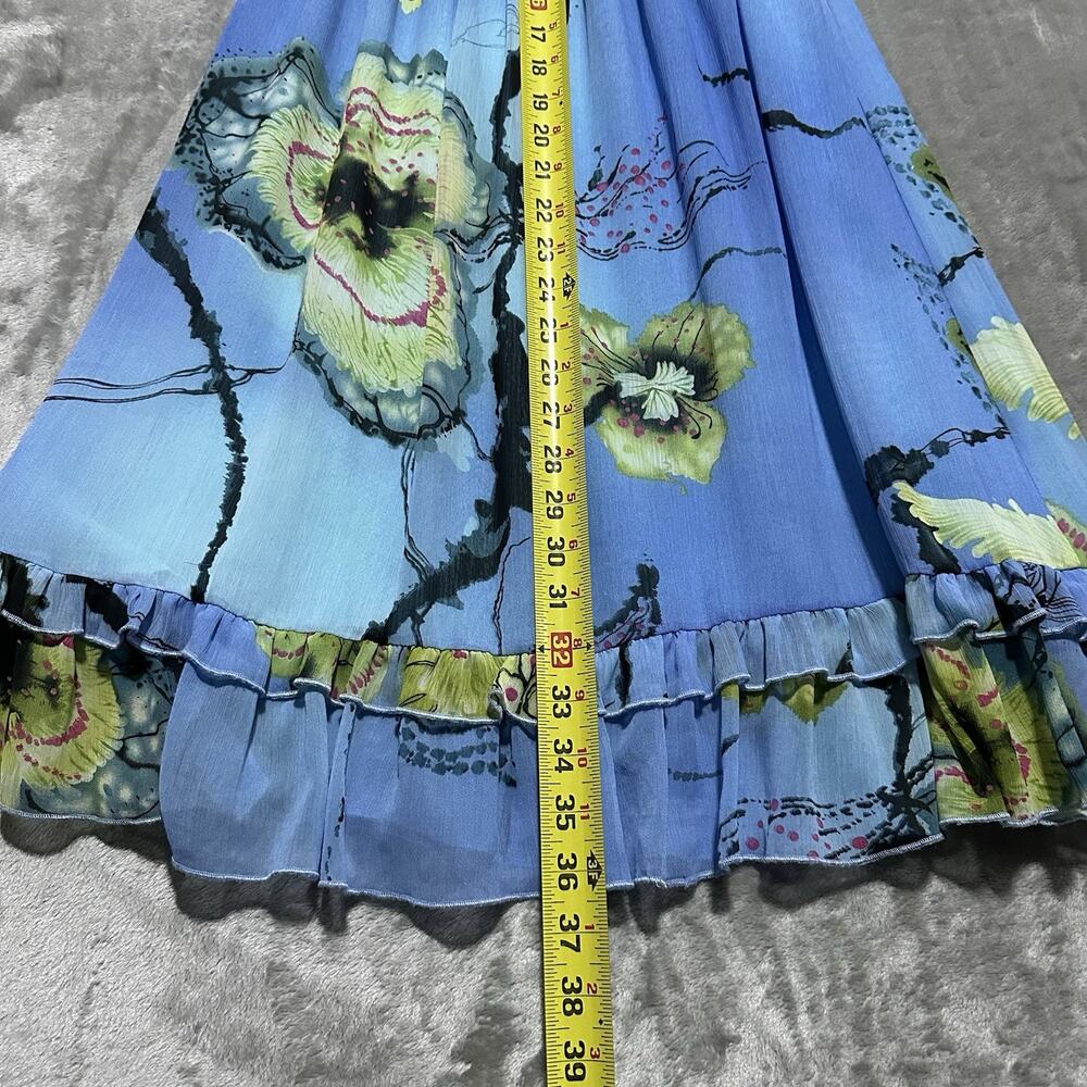 Y2K Sheer Milkmaid Fairycore Whimsigoth Knee Length Blue Dress Size M Smocked - Picture 9 of 10